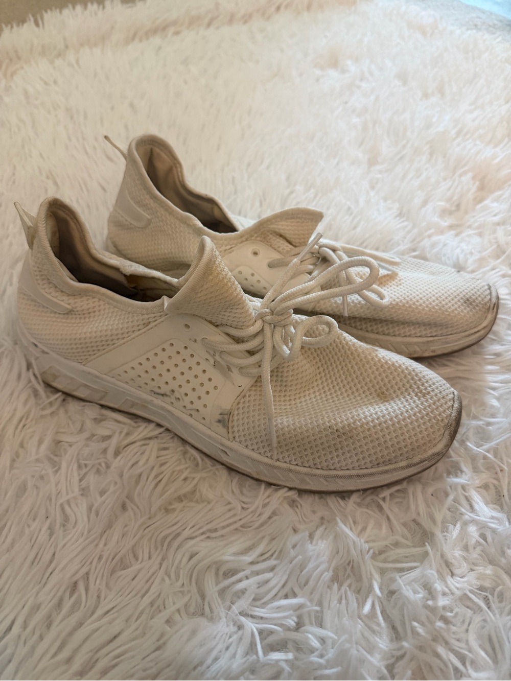 🩷 3/$18 White Knit Lace Up Athletic Sneakers Women's Size 10 Walking Shoes